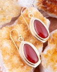 Orange Carnelian Golden Drop Earrings