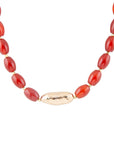 Orange Carnelian Golden Beaded Statement Necklace