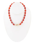Orange Carnelian Golden Beaded Statement Necklace