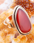 Orange Carnelian Golden Statement Ring