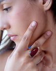 Orange Carnelian Golden Statement Ring