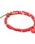 Red Coral Hart Golden Stretch Bracelet Set