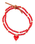 Red Coral Hart Golden Stretch Bracelet Set