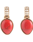 Red Howlite Post Earrings - Bronze