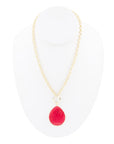 Red Jade Teardrop Golden Chain Necklace