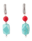 Red River Blue and Red Drop Sterling Earrings
