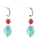 Red River Blue and Red Drop Sterling Earrings