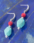 Red River Blue and Red Drop Sterling Earrings