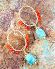 Red River Turquoise and Coral Post Earrings