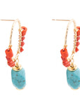 Red River Turquoise and Coral Post Earrings