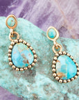 Refined Blue Turquoise Golden Drop Earrings