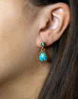 Refined Blue Turquoise Golden Drop Earrings