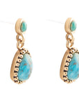 Refined Blue Turquoise Golden Drop Earrings