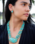 Refined Blue Turquoise Golden Statement Necklace