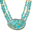 Refined Blue Turquoise Golden Statement Necklace