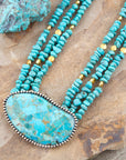 Refined Blue Turquoise Golden Statement Necklace