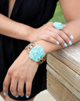 Refined Blue Turquoise Golden Statement Ring