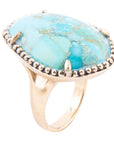 Refined Blue Turquoise Golden Statement Ring