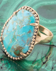Refined Blue Turquoise Golden Statement Ring