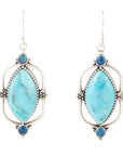 Regal Blue Turquoise and Apatite Sterling Silver Drop Earrings