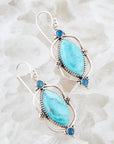 Regal Blue Turquoise and Apatite Sterling Silver Drop Earrings