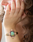 Regalia Blue Turquoise Purple and Orange Coral Golden Cuff Bracelet