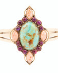 Regalia Blue Turquoise Purple and Orange Coral Golden Cuff Bracelet