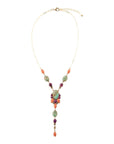 Regalia Blue Turquoise Purple and Orange Coral Golden Y Necklace