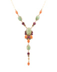 Regalia Blue Turquoise Purple and Orange Coral Golden Y Necklace