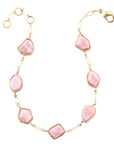 Pink Rhodonite and Golden Line Bracelet