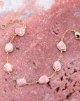 Pink Rhodonite and Golden Line Bracelet