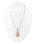 Rhodonite and Bronze Pendant Necklace