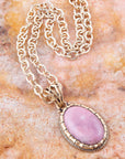 Rhodonite and Bronze Pendant Necklace