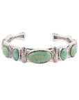 Ribbed Sterling Silver and Blue Turquoise Cuff Bracelet