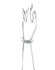 Gray Labradorite and Blue Turquoise Golden Cuff Bracelet