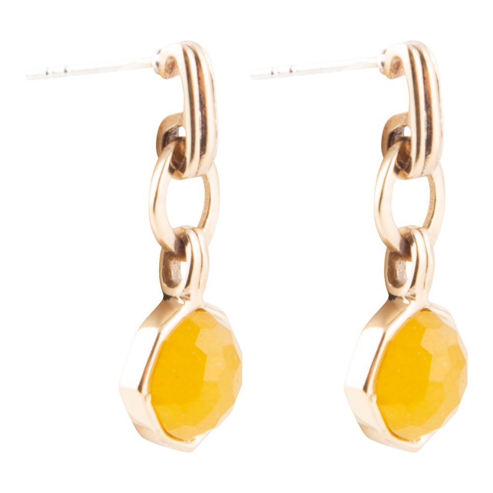 River Rocks Yellow Quartz and Golden Bronze Earrings