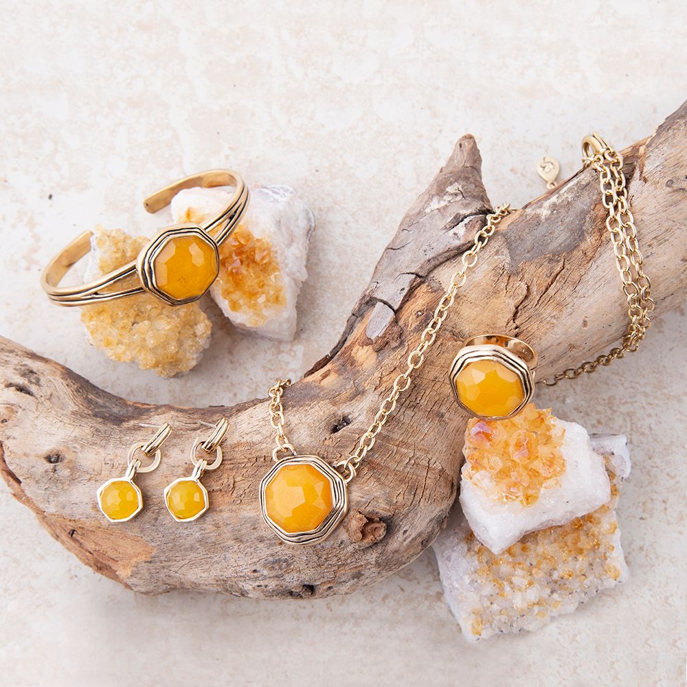 River Rocks Yellow Quartz and Golden Bronze Earrings