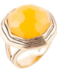 River Rocks Yellow Quartz Golden Statement Ring