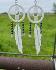 3D print Lightweight New Mexico Zia Feather Dream Catcher Earrings Made in America