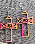 3D Print Christian Cross Faith Earrings Made in America