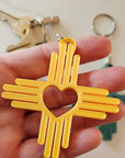3D Print New Mexico Zia Heart Keychain Made in America