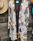 Vintage Cowgirl Collage Western Lightweight Cardigan
