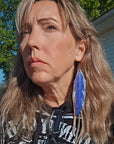 3D Printed Feather Leather Fringe Earrings Made in America