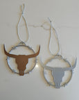 3D Print Longhorn Texas Ranch Western Barbwire Christmas Ornaments Made in America