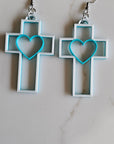 3D Print Christian Cross Faith Earrings Made in America