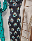 Turquoise Naja Sleeveless Bodycon Side Slit Maxi Dress