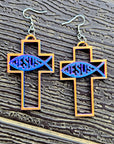 3D Print Christian Cross Faith Earrings Made in America