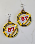 3D Print Kansas City Travis 87 Arrowhead Chiefs Earrings Kelce Made in America