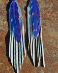 3D Printed Feather Leather Fringe Earrings Made in America
