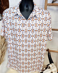 White Aztec Men's Polo Style Shirt
